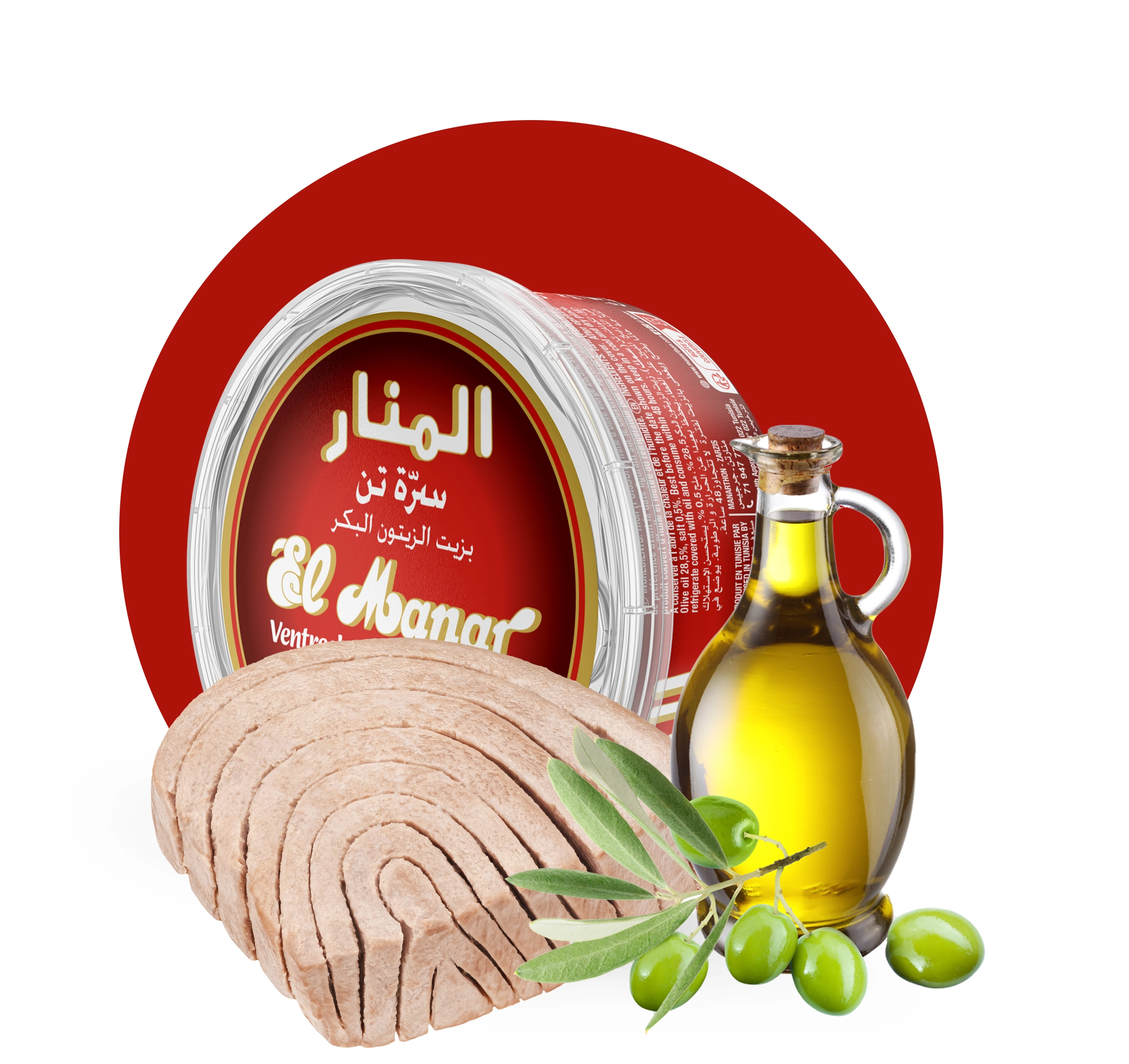 El Manar Ventresca of tuna in virgin olive oil – premium canned tuna, ManarThon Tunisia