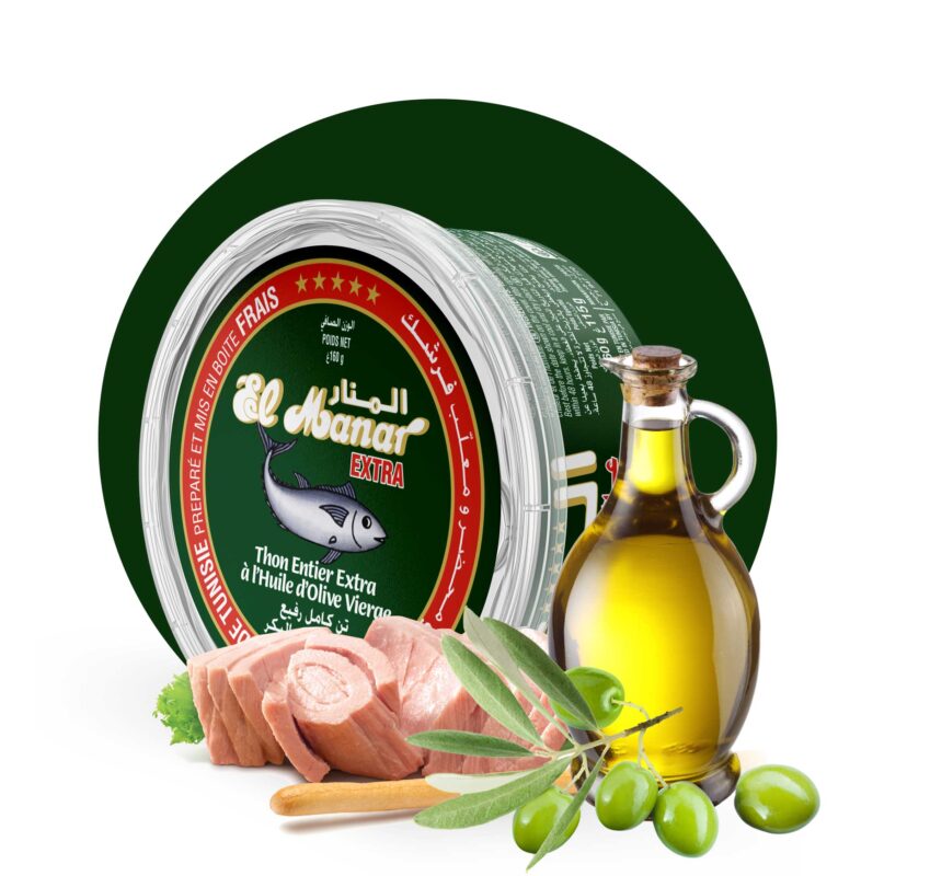 El Manar Extra tuna in virgin olive oil – premium grade canned tuna, ManarThon Tunisia